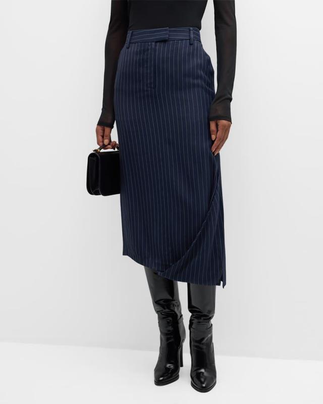 Pinstripe Asymmetric Midi Skirt Product Image