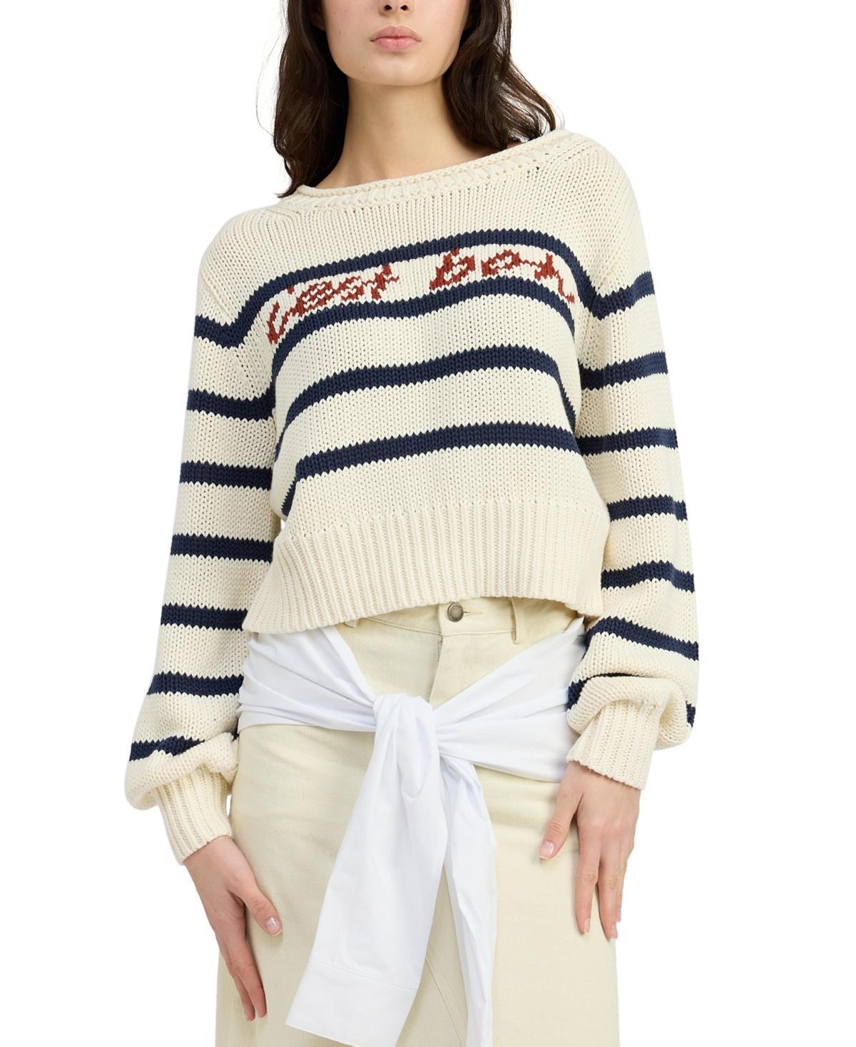 En Saison Womens Helena Cotton Striped Cropped Sweater Product Image