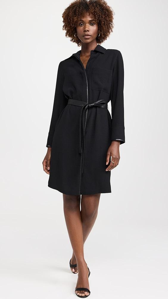 Vince Leather Trim Shirt Dress | Shopbop Product Image