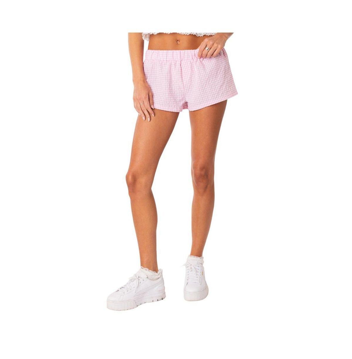 Womens Gingham Boxer Shorts Product Image