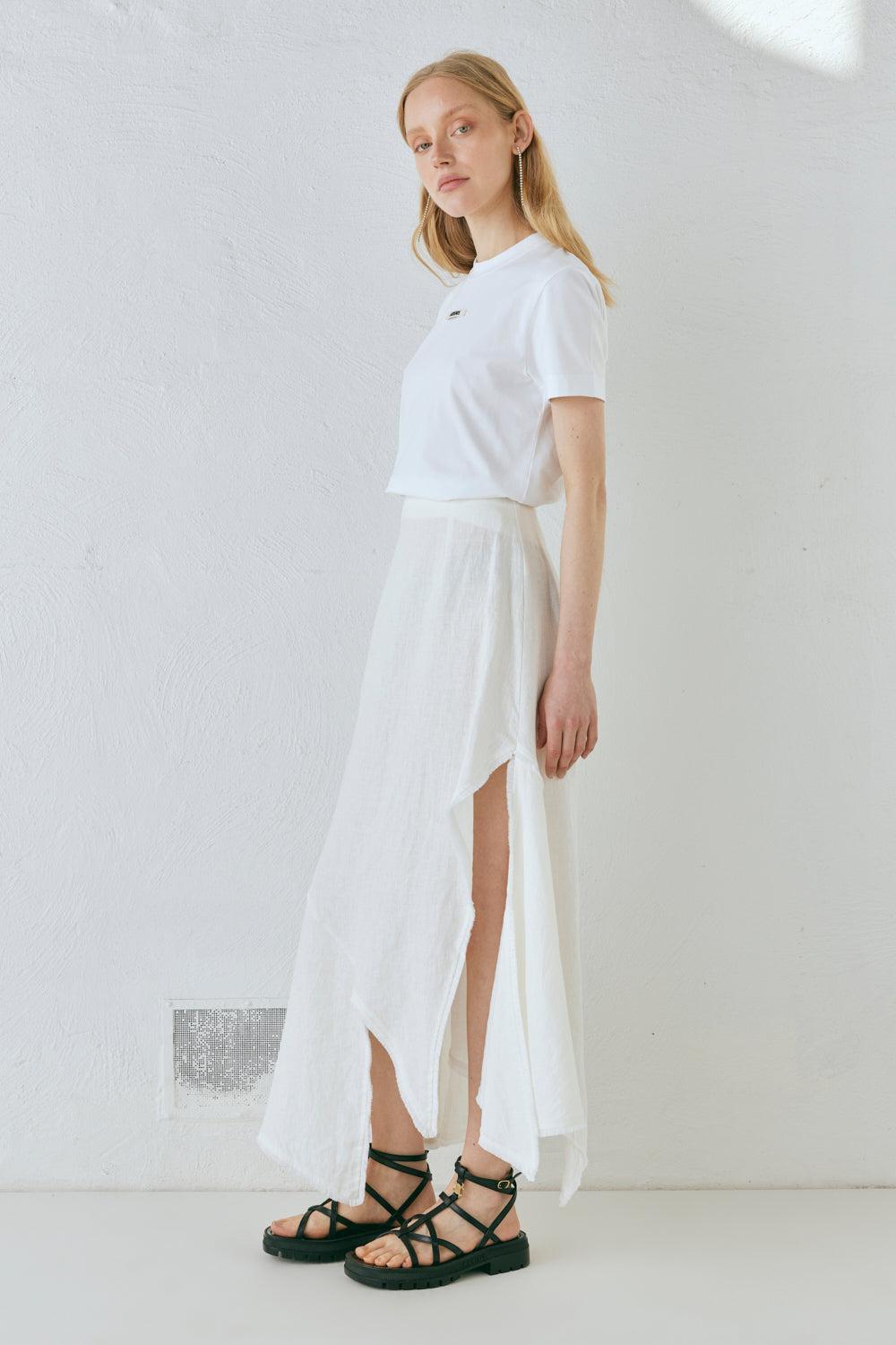 Mabel Linen Midi Skirt White Product Image