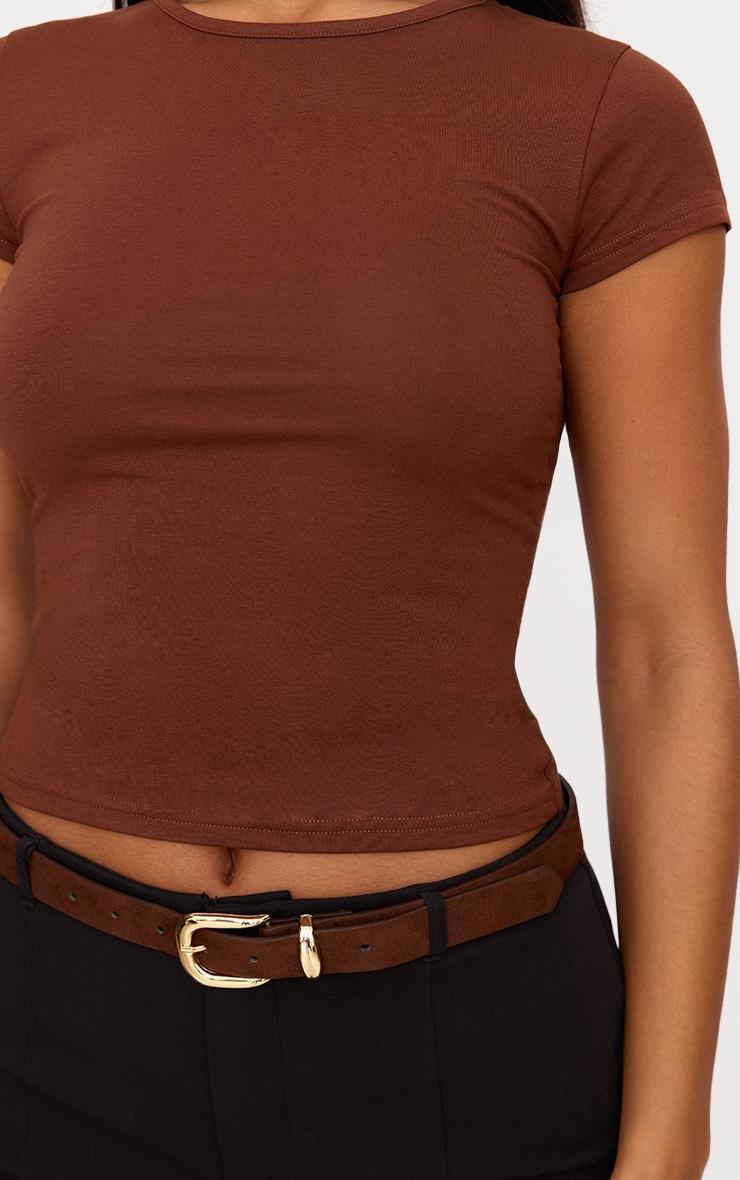 Chocolate Modal Cotton Longline Fitted T Shirt Product Image