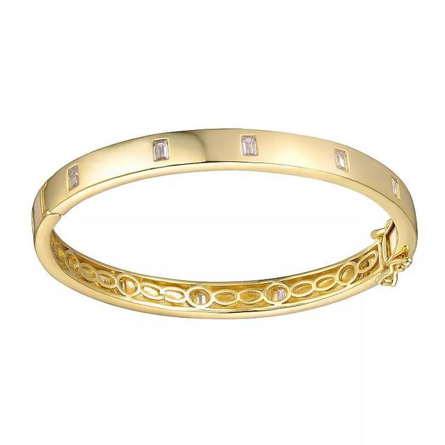 14k Gold over Sterling Silver Baguette Cubic Zirconia Bangle Bracelet, Womens Gold Tone Product Image