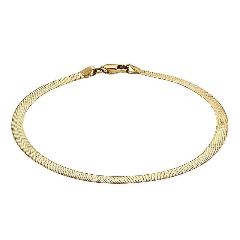 Jordan Blue 10k Gold Herringbone Chain Bracelet, Womens Yellow Product Image