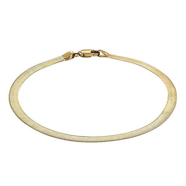 Jordan Blue 10k Gold Herringbone Chain Bracelet, Womens Yellow Product Image