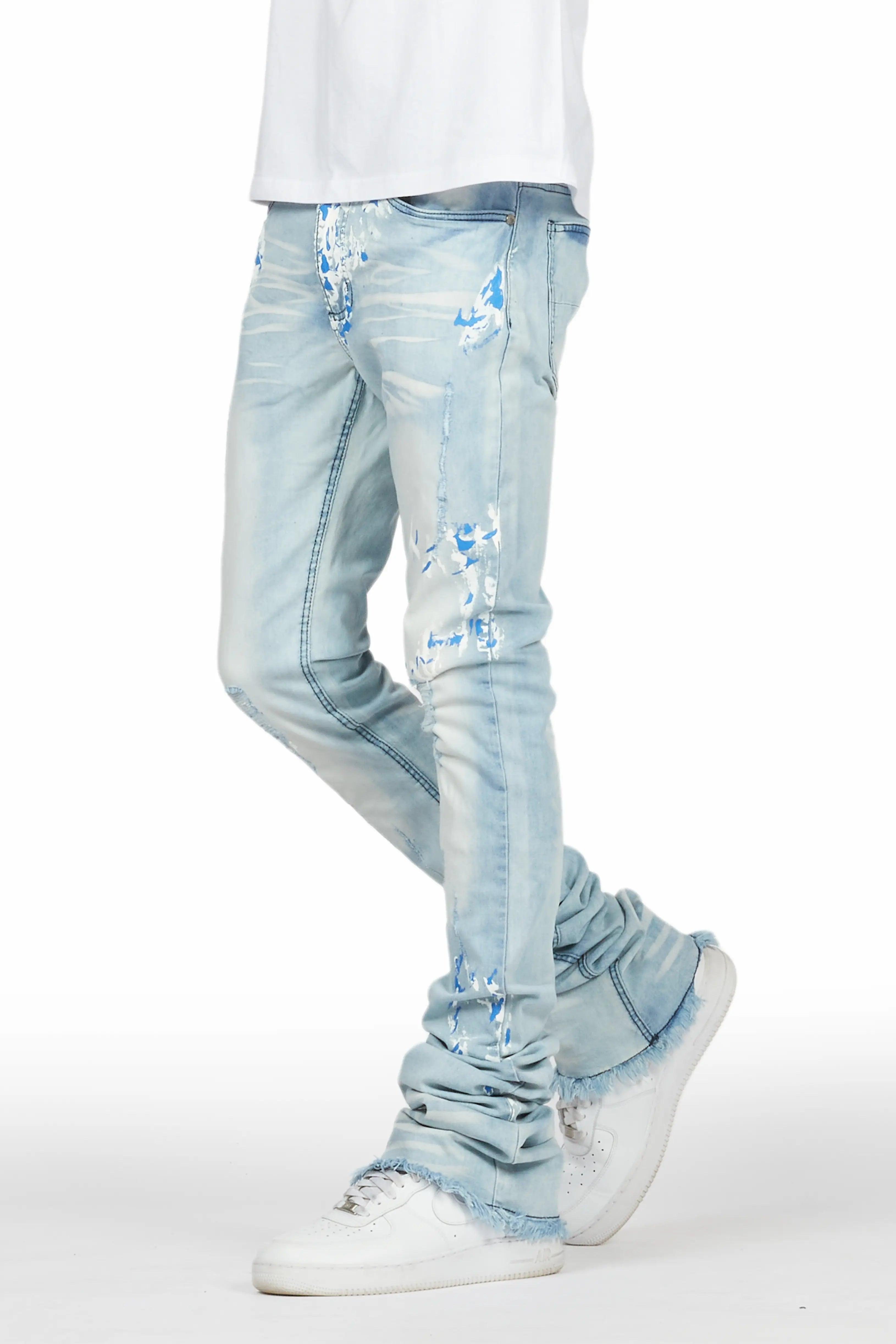 Baraz Blue Painter Super Stacked Flare Jean Male Product Image