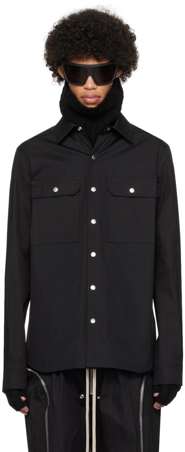 RICK OWENS Cashmere Shirt Jacket In Black Product Image