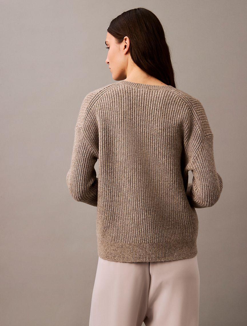 Ribbed Knit V-Neck Sweater Product Image