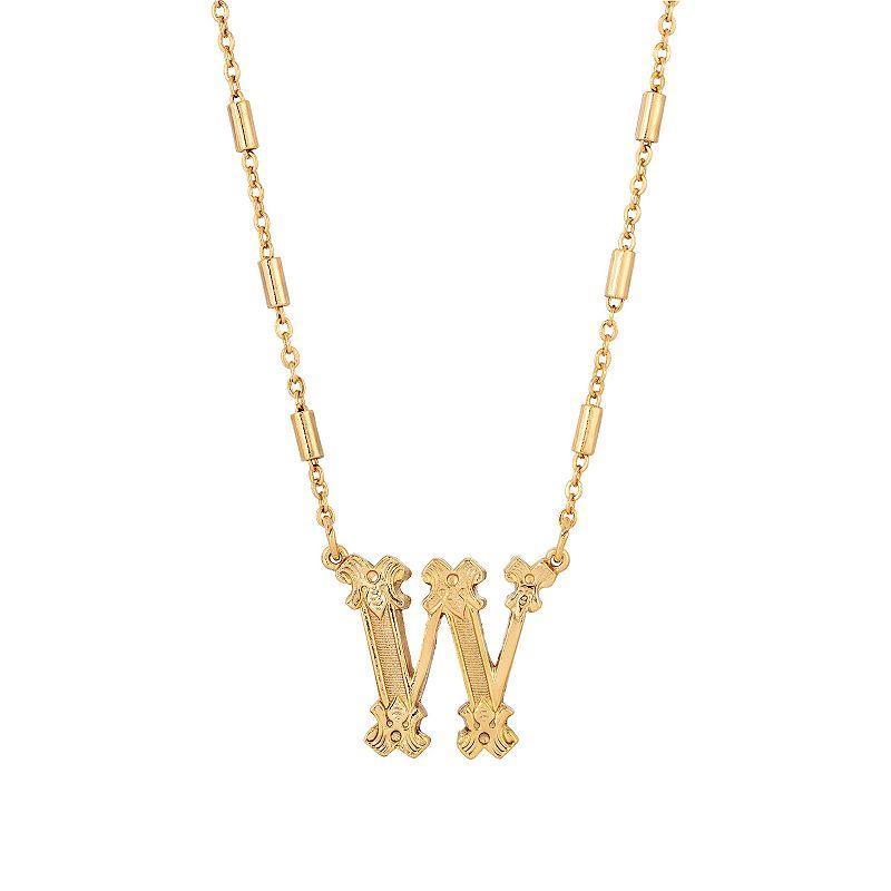 1928 Gold Tone Initial Necklace, Womens, Yellow J Product Image