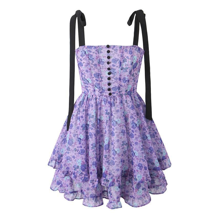 Sleeveless Floral Print Mini A-Line Dress Product Image