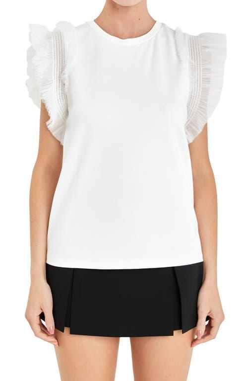 English Factory Mix Media Flutter Sleeve Knit Top Product Image