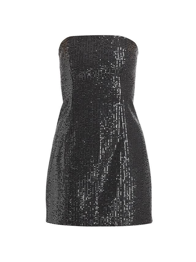 Womens Sequined Cotton Twill Strapless Minidress Product Image