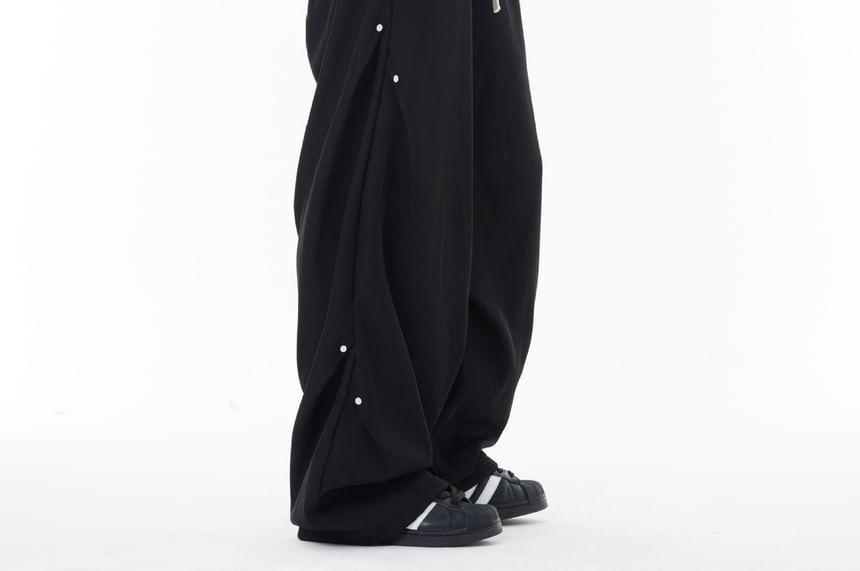 Drawstring Waist Plain Wide Leg Sweatpants Product Image