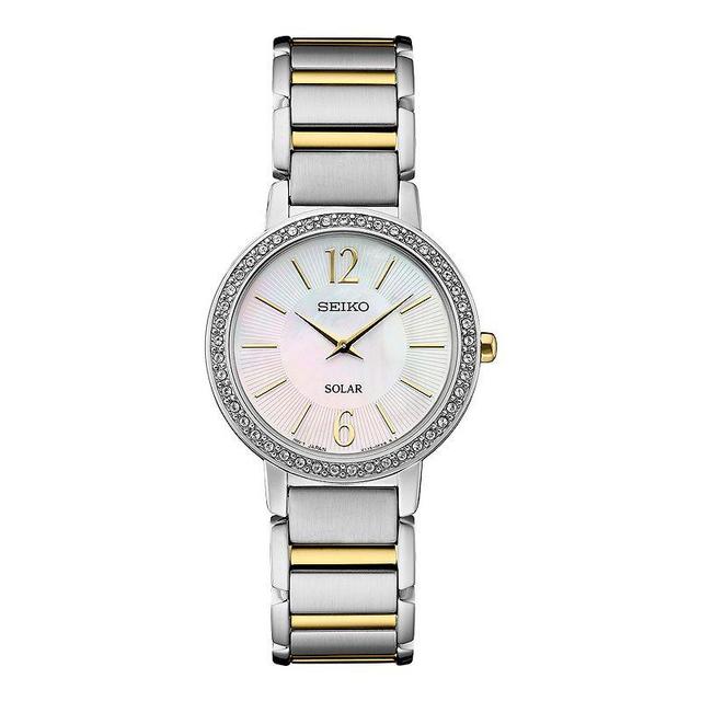 Seiko Womens Crystal Two Tone Stainless Steel Solar Watch - SUP469 Silver Gold Product Image