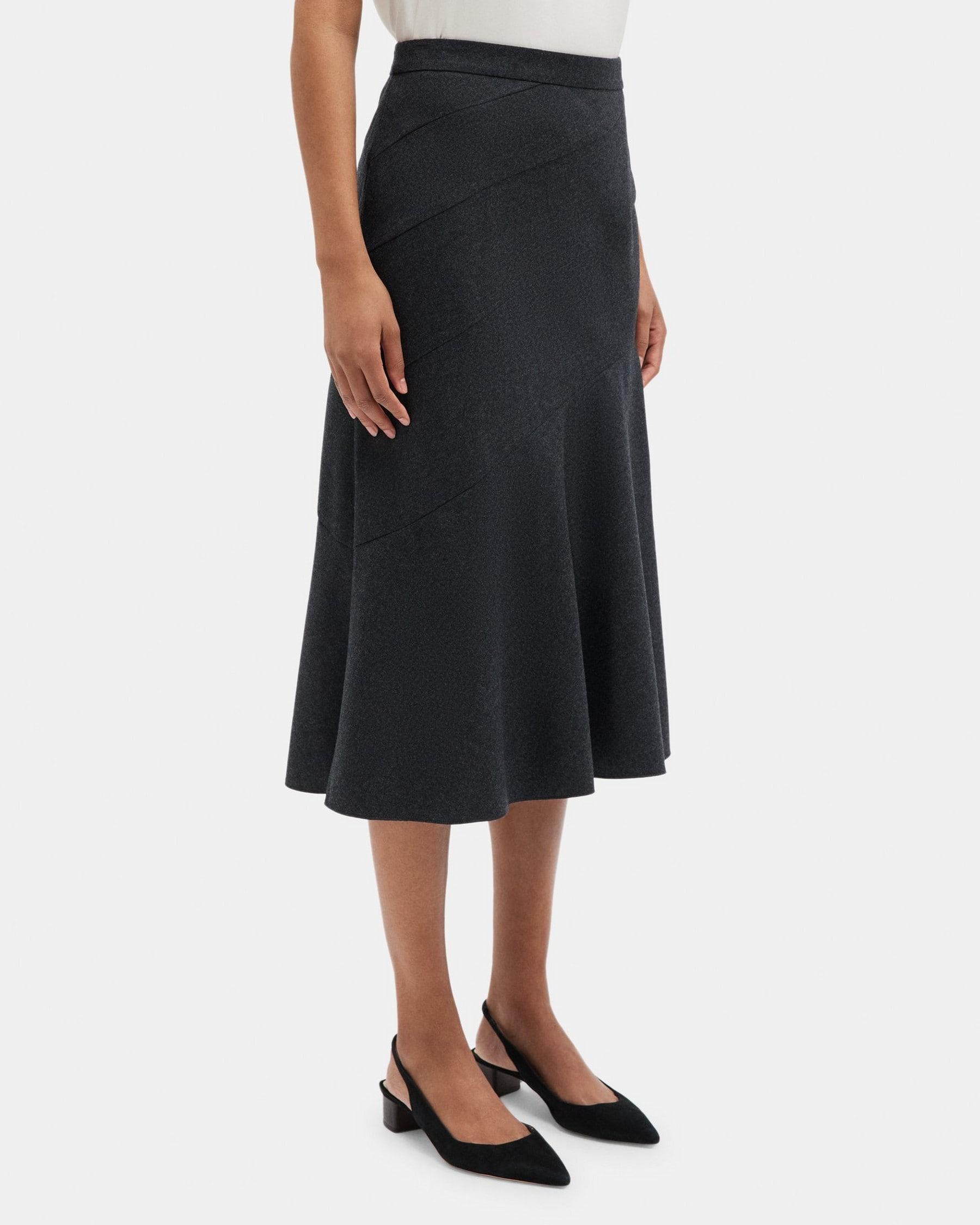 Diagonal Midi Skirt in Wool Flannel Product Image