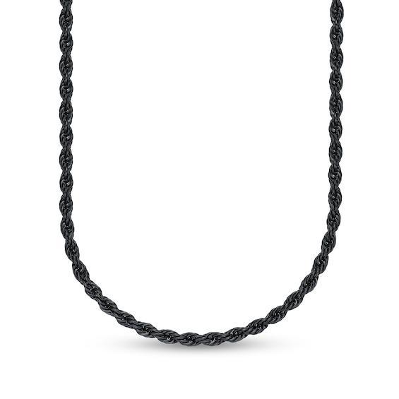 Men's 6.0mm Rope Chain Necklace in Solid Stainless Steel with Black IP Product Image