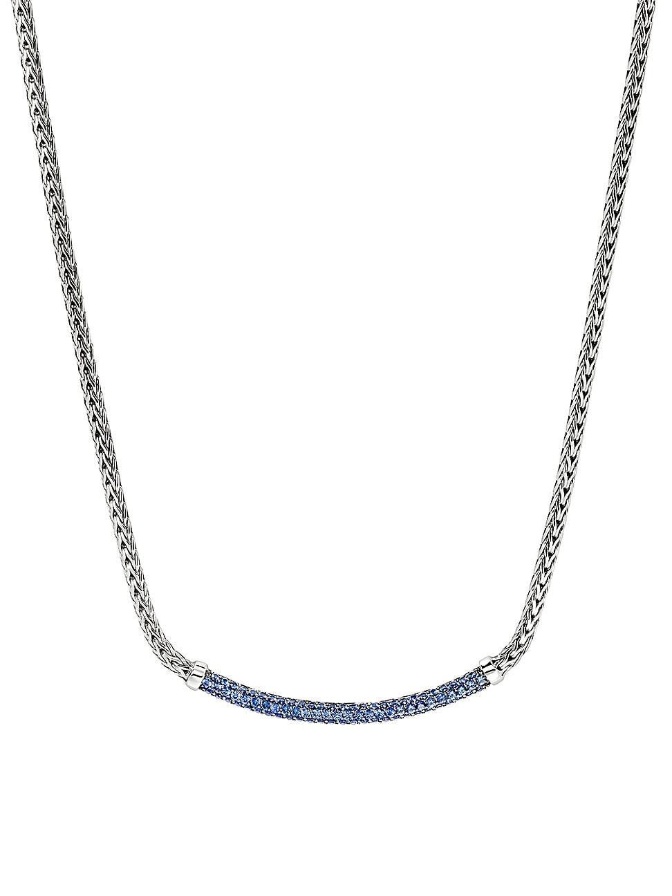 Womens JH Essentials Pav Sterling Silver & Blue Sapphire Necklace Product Image