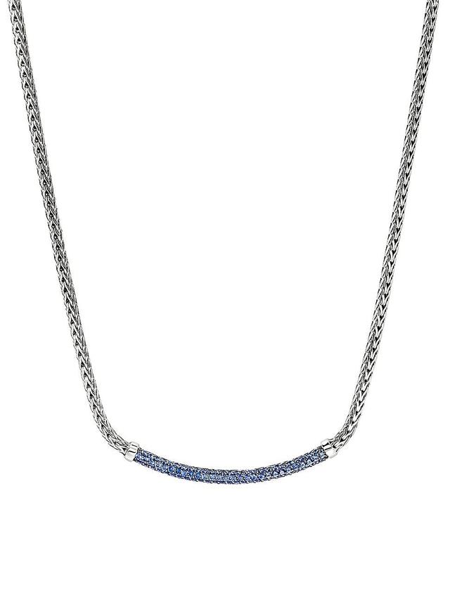 Womens JH Essentials Pav Sterling Silver & Blue Sapphire Necklace Product Image