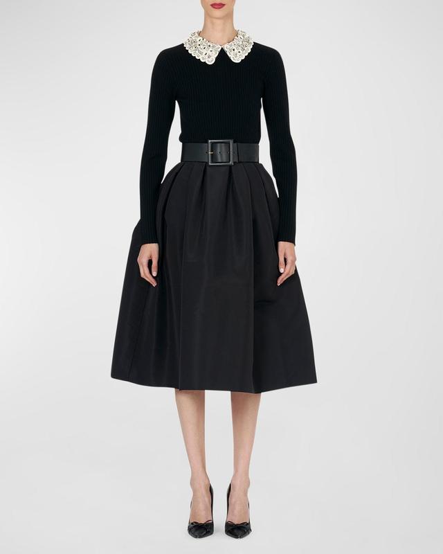 Carolina Herrera Silk Faille Midi Skirt Product Image