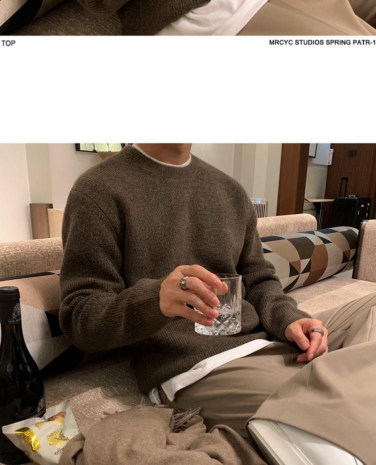 Crew Neck Plain Sweater Product Image