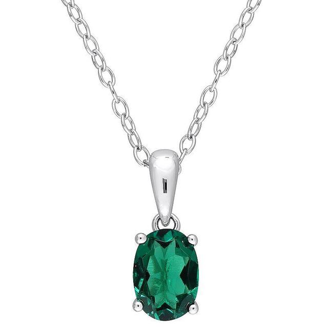 Stella Grace Sterling Silver & Gemstone Oval Stud Pendant Necklace, Womens Created Green Product Image