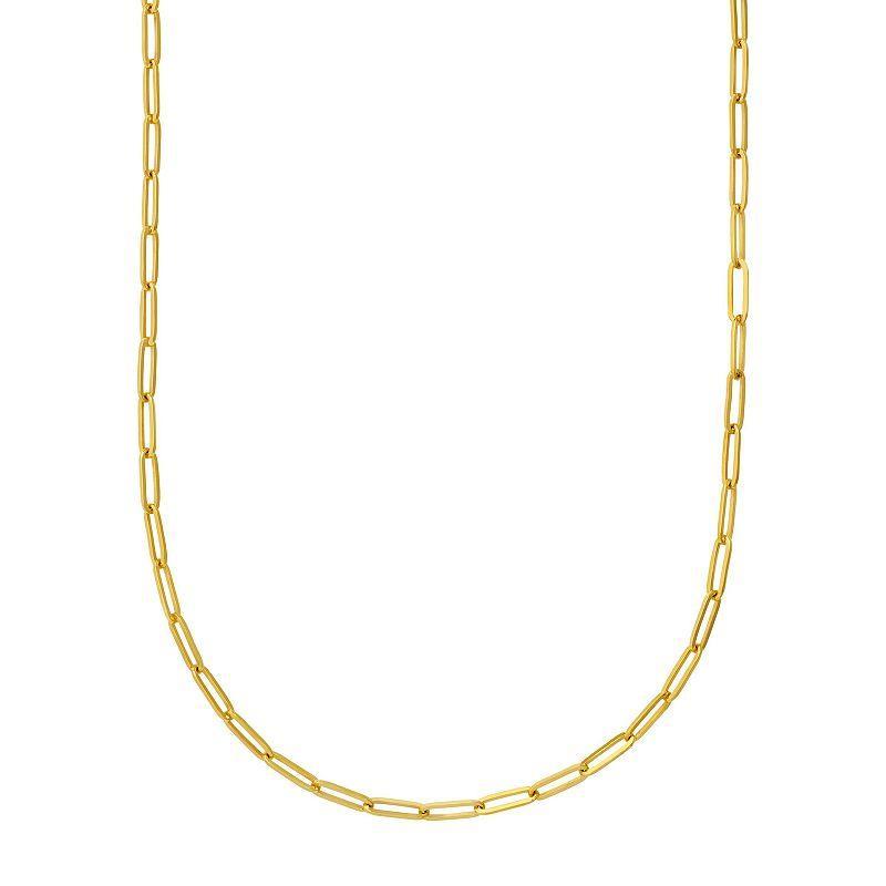 14k Gold Paper Clip Chain Necklace, Womens Yellow Product Image