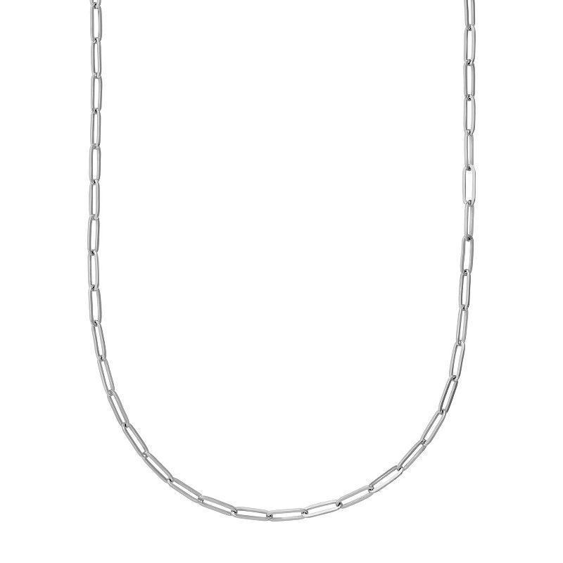 14k Gold Paper Clip Chain Necklace, Womens White Product Image