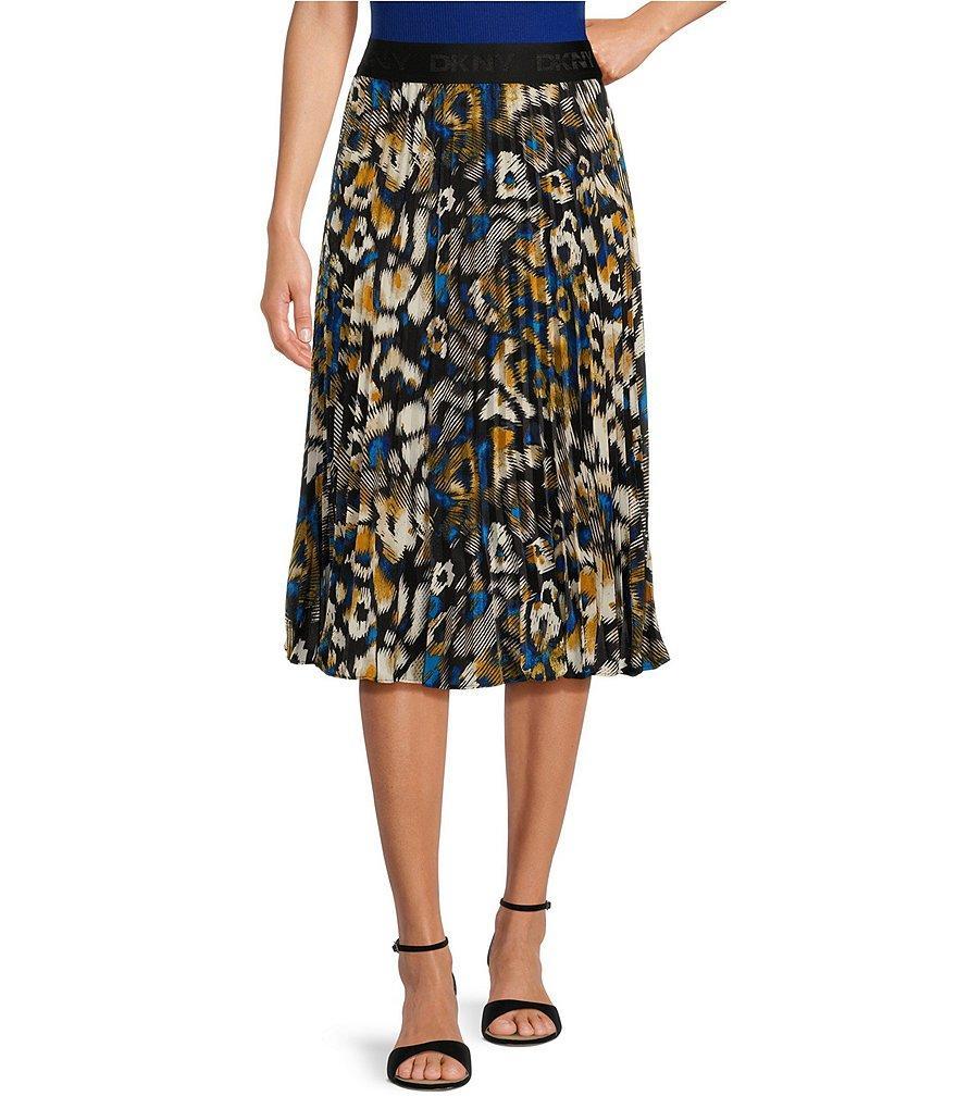 DKNY by Donna Karan Printed Pleated Midi Skirt Product Image