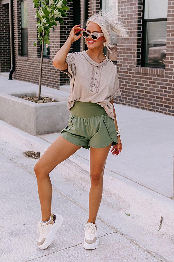 Strive For Greatness High Waist Shorts In Olive Product Image