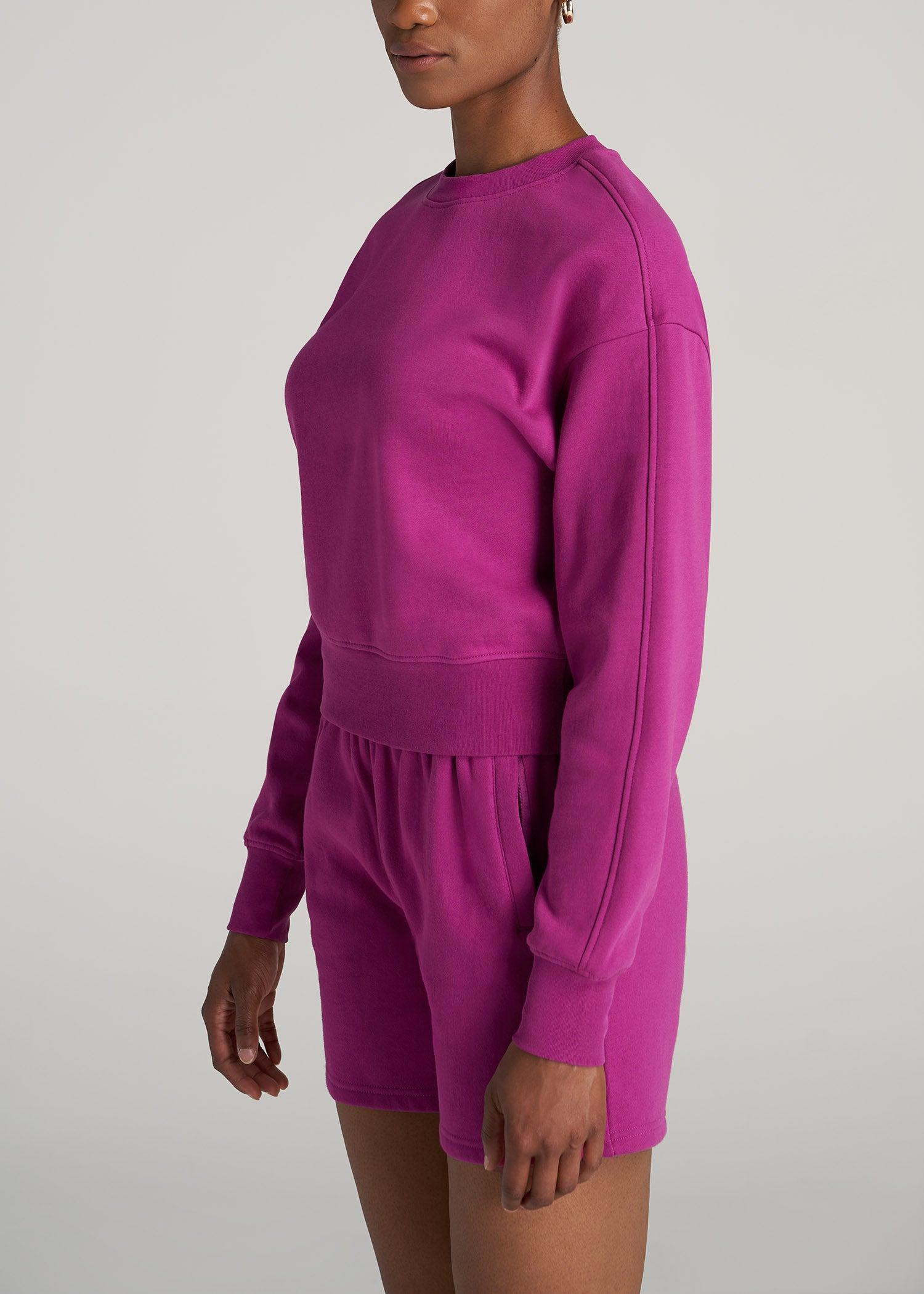 Wearever Fleece Cropped Crew Women's Tall Sweatshirt in Pink Orchid Female Product Image