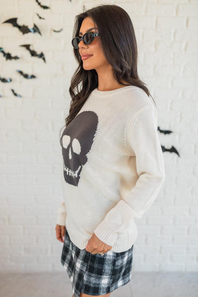 Bad To The Bone Stone Skull Sweater FINAL SALE Product Image