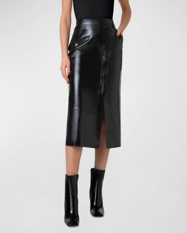 Lacquer Nappa Leather Pencil Skirt Product Image