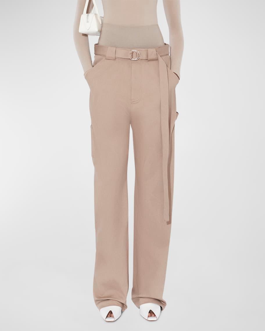 Wide-Leg Cargo Trousers with Knit Band Product Image