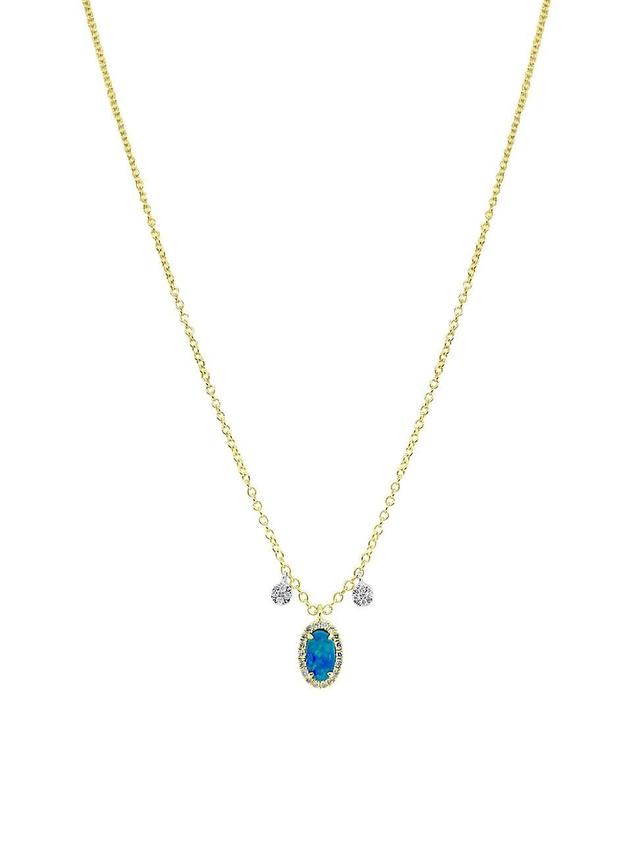 Womens Two-Tone 14K Gold, Opal & 0.05 TCW Diamond Pendant Necklace Product Image