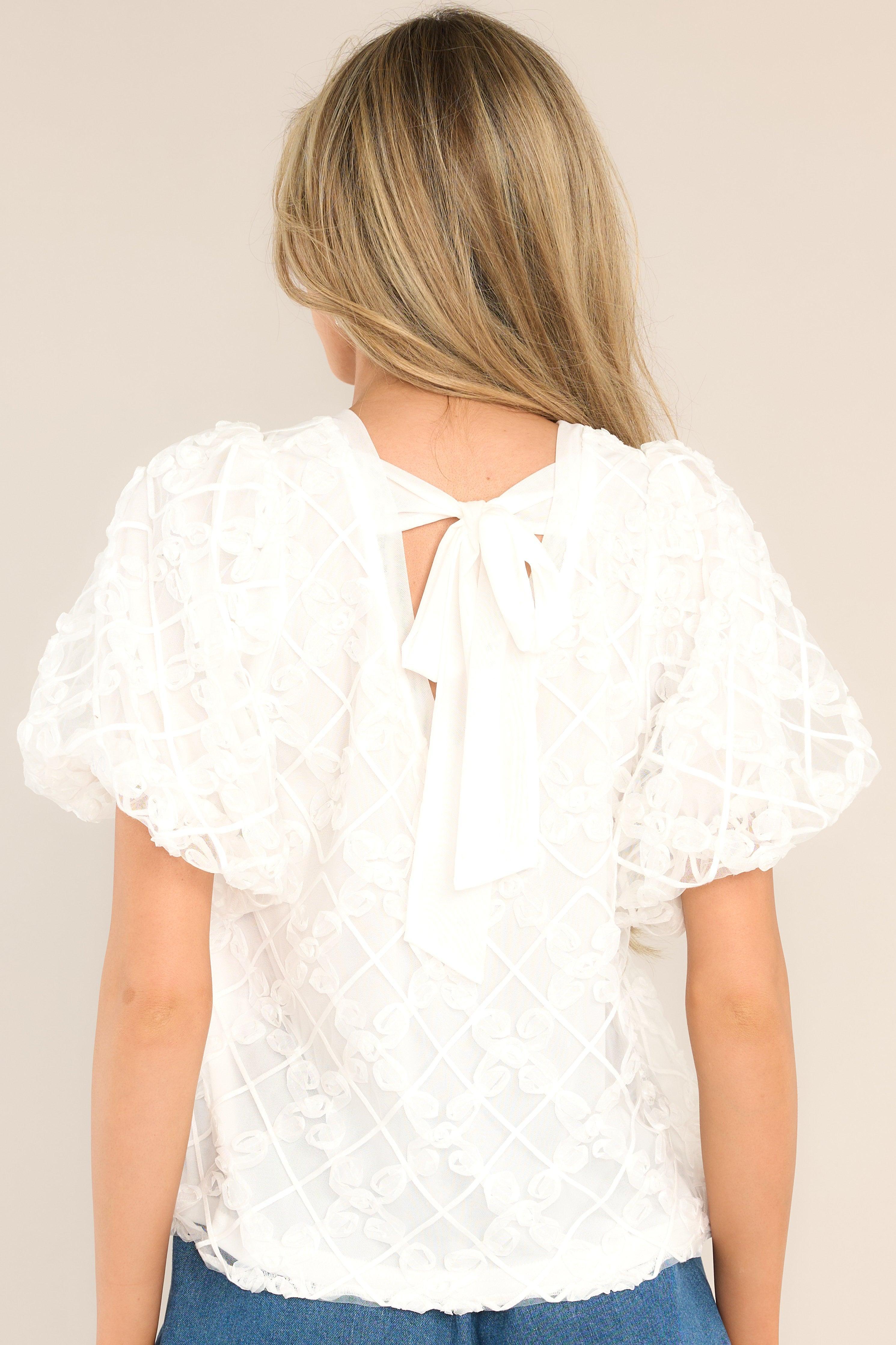 Whispering Willow White Lace Blouse Product Image