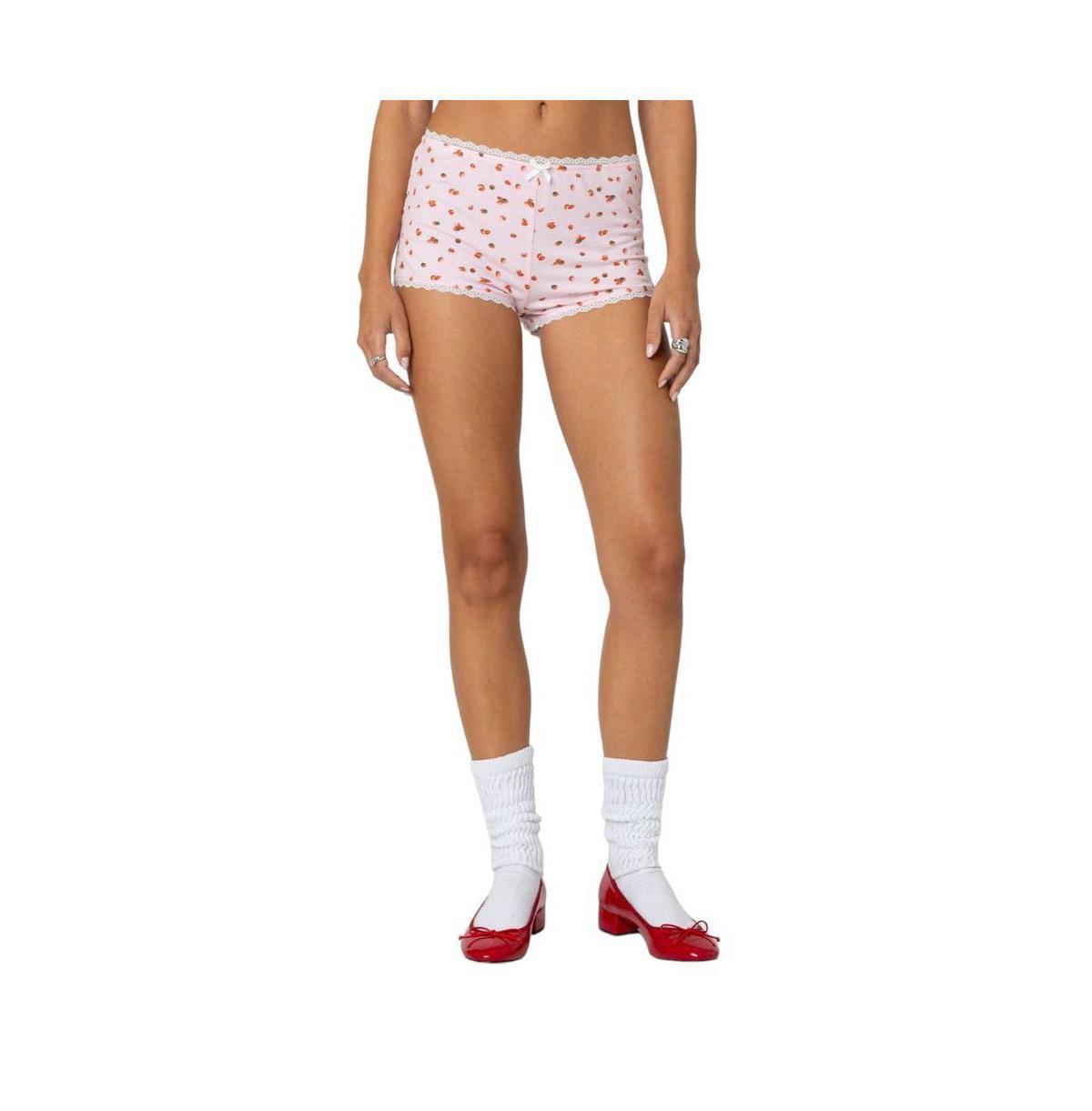 Edikted Womens Strawberry Girl Printed Micro Shorts Product Image