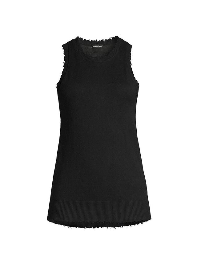 Womens Frayed Cotton-Blend Sweater Tank Product Image