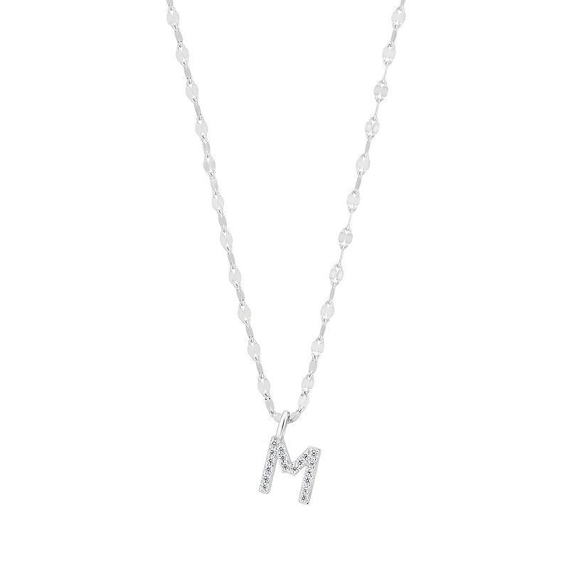 Judy Crowell Sterling Silver Cubic Zirconia Pave Mirror Chain Initial Necklace, Womens Product Image