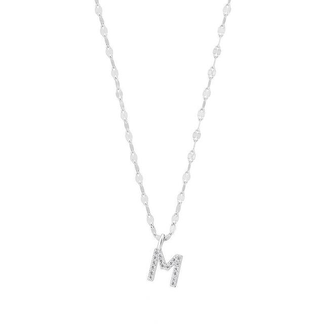 Judy Crowell Sterling Silver Cubic Zirconia Pave Mirror Chain Initial Necklace, Womens Product Image