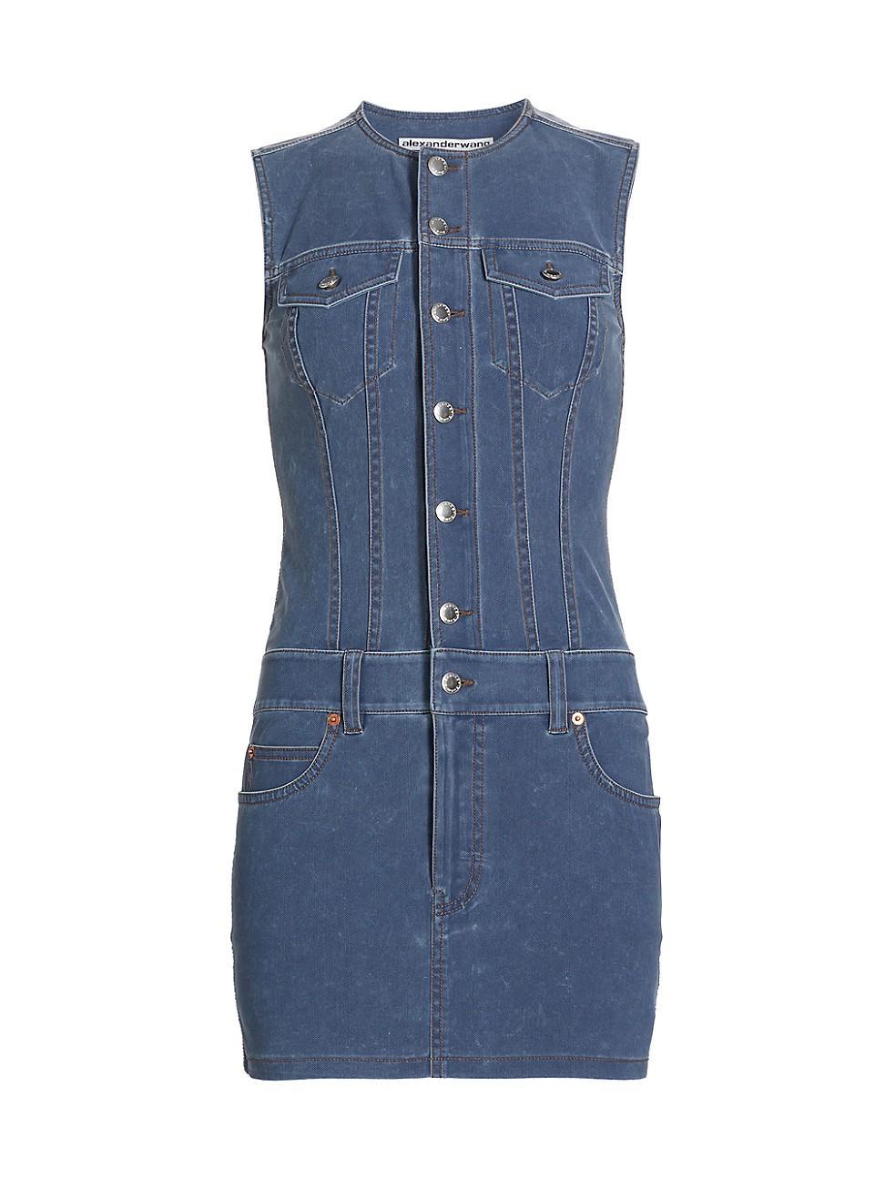 Womens Trompe Loeil Denim-Inspired Minidress Product Image