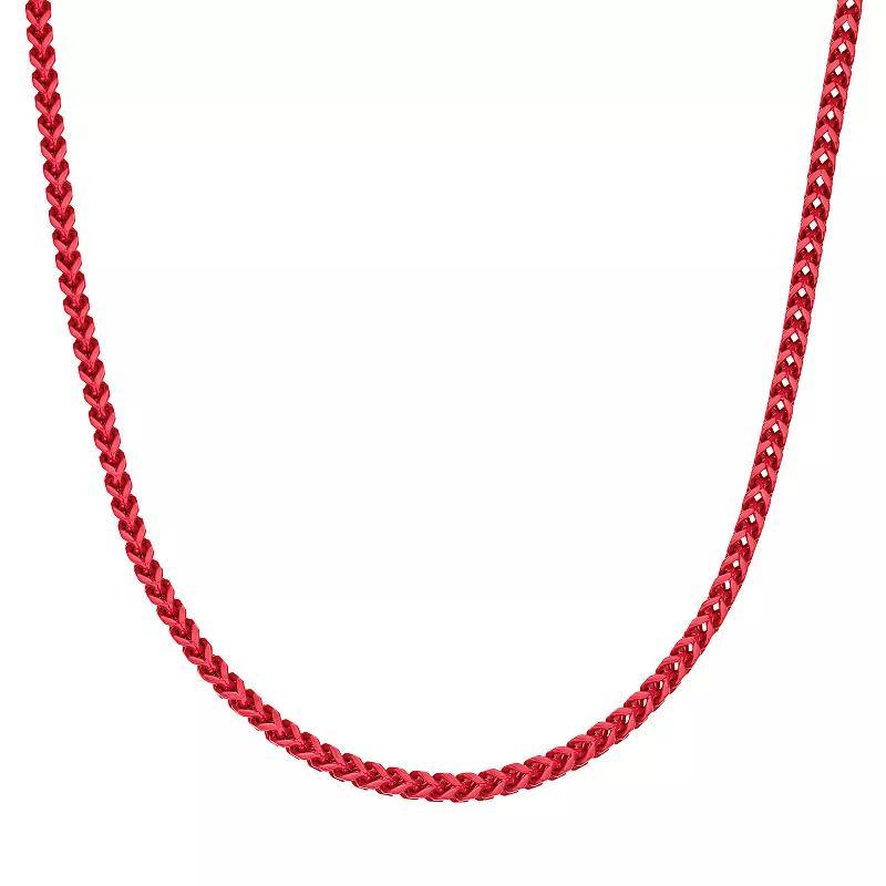 Mens LYNX Stainless Steel 8mm Red Acrylic Franco Chain Necklace Product Image