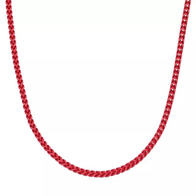 Mens LYNX Stainless Steel 8mm Red Acrylic Franco Chain Necklace Product Image