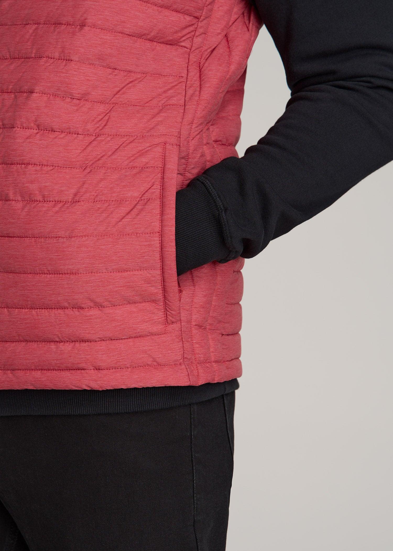 Tall Men's Packable Puffer Vest in Red Space Dye Product Image