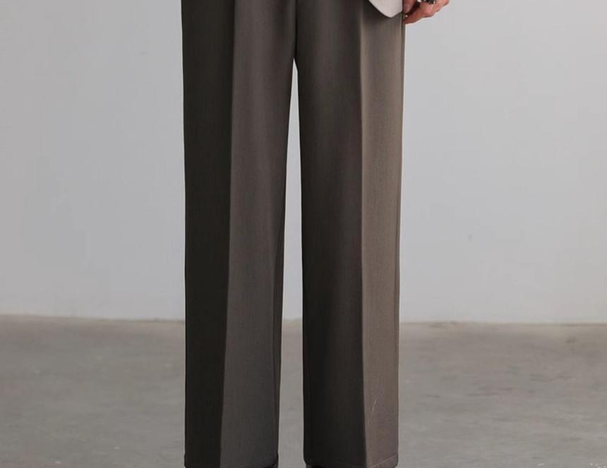 Mid Rise Plain Crop Straight Fit Dress Pants Product Image