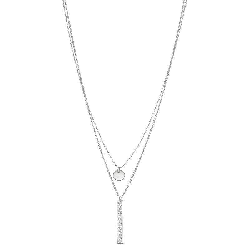 Nine West 2 Row Bar Pendant Necklace, Womens, Silver Product Image