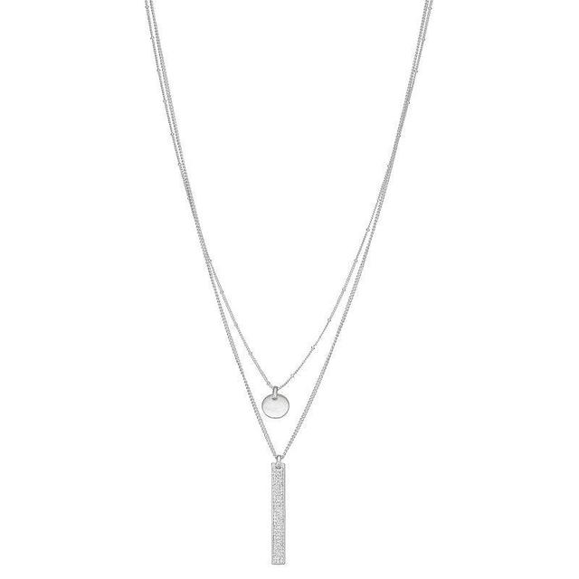 Nine West 2 Row Bar Pendant Necklace, Womens, Silver Product Image