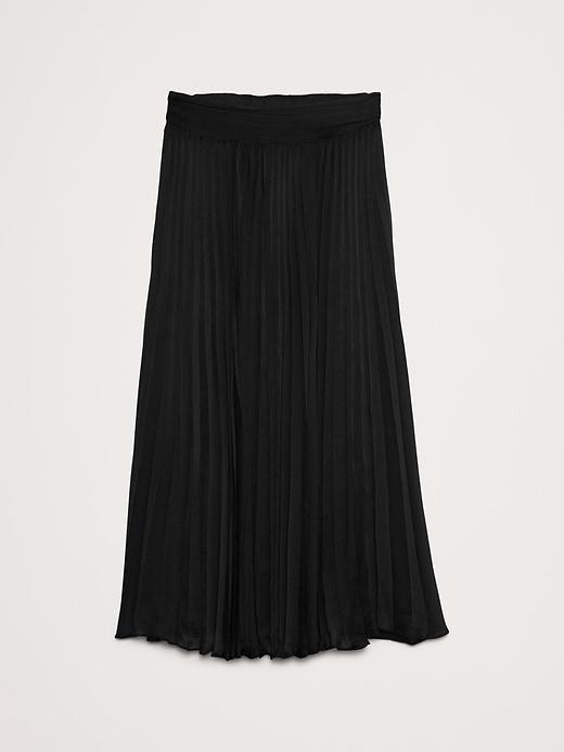 Crinkle Satin Pleated Midi Skirt Product Image