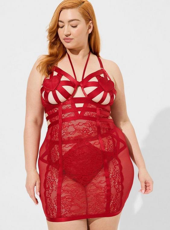 Strappy Heart Open Cup Chemise Product Image