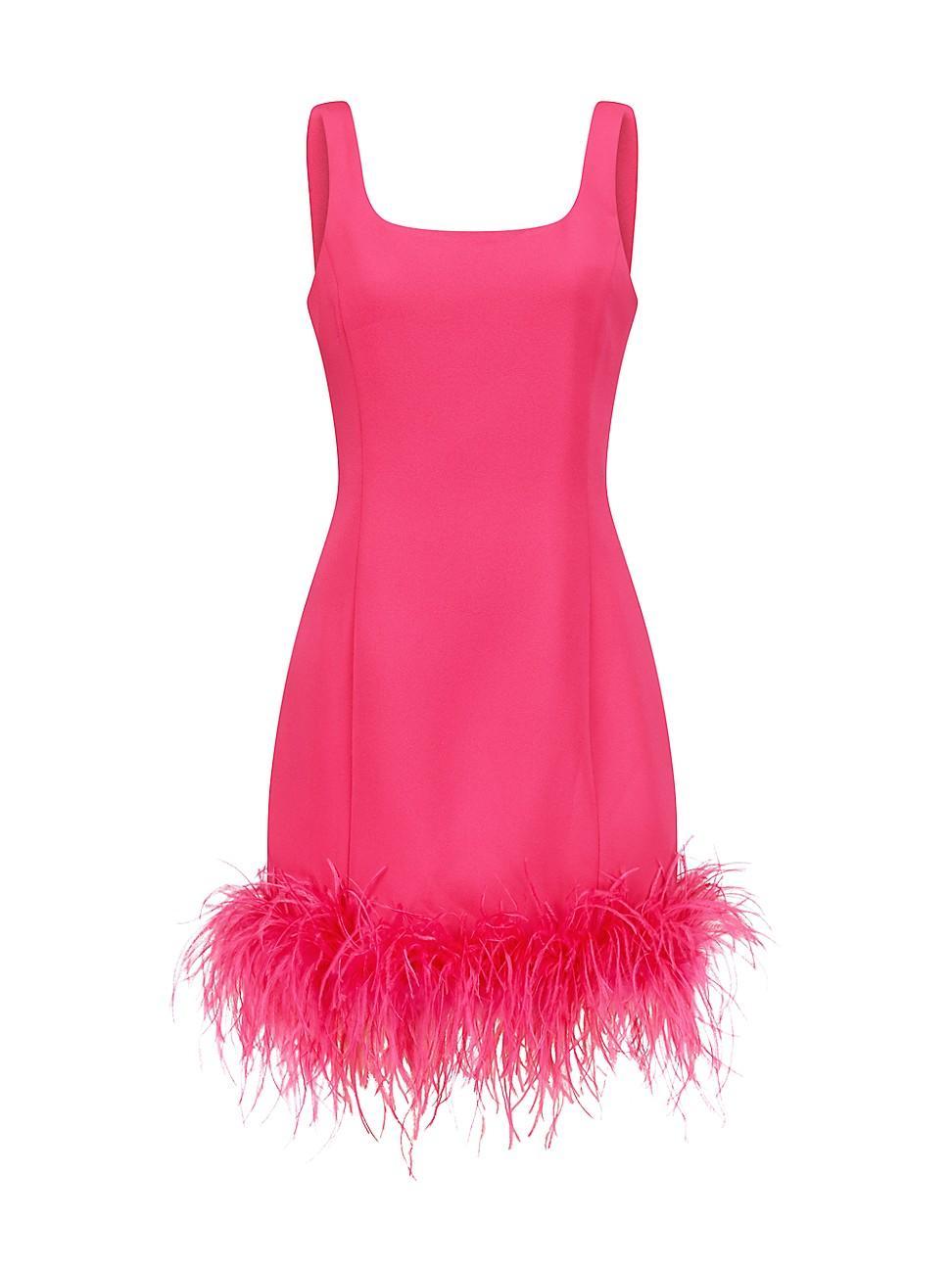 Womens Feathered Stretch Crepe Minidress Product Image