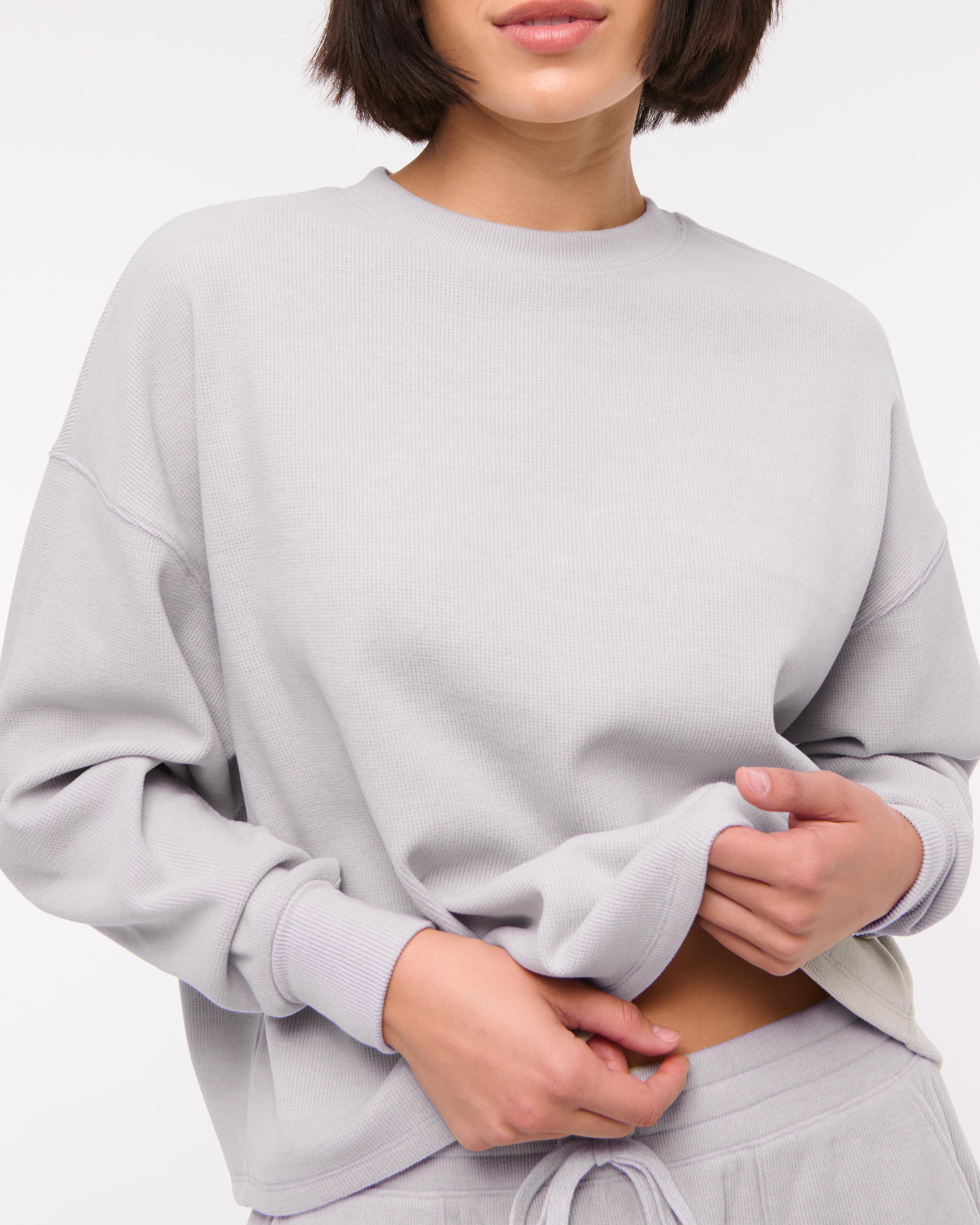 Long-Sleeve Oversized Lounge Waffle Tee Product Image